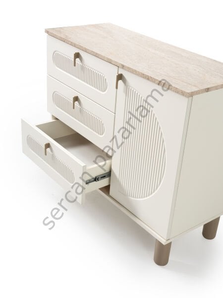 3355 - Vega Şifoniyer - Ekru/Traverten