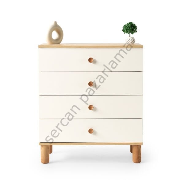 3354 - Duru Şifoniyer - Ekru/Meşe