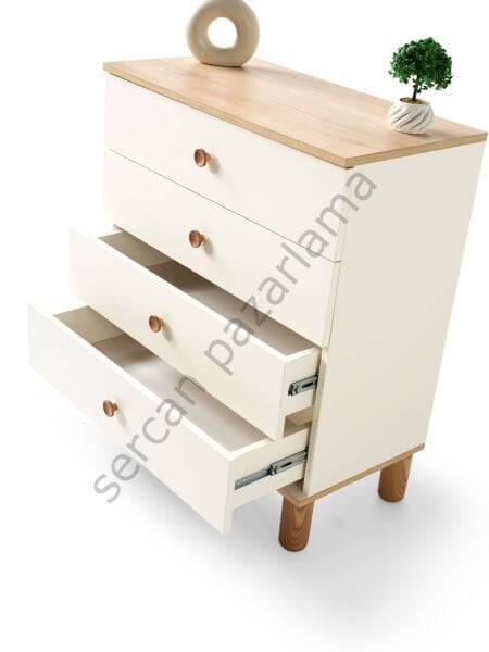 3354 - Duru Şifoniyer - Ekru/Meşe