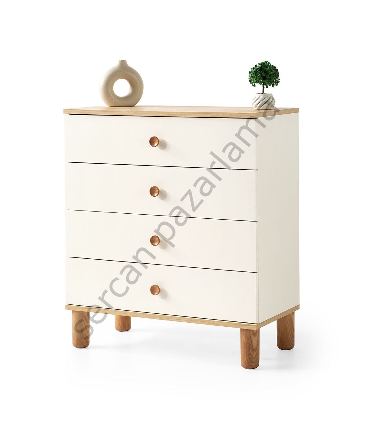 3354 - Duru Şifoniyer - Ekru/Meşe