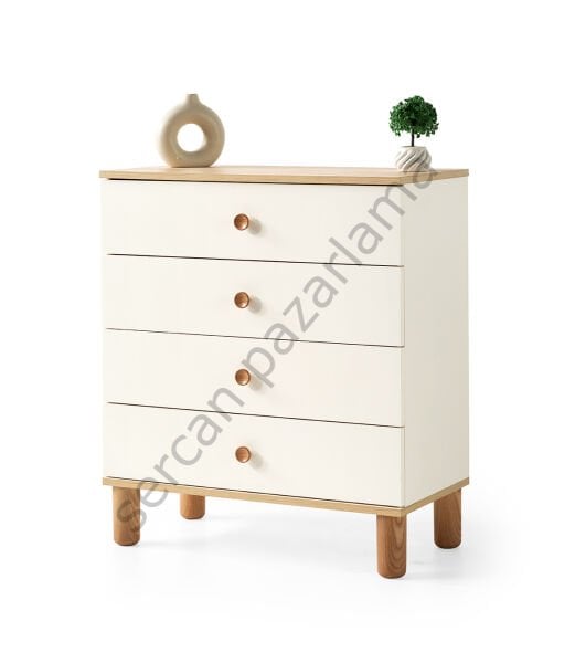 3354 - Duru Şifoniyer - Ekru/Meşe