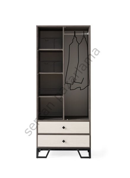 3731 - Luna İki Kapaklı Dolap - Antrasit Meşe/Monet