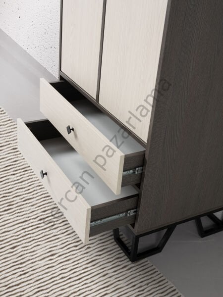 3731 - Luna İki Kapaklı Dolap - Antrasit Meşe/Monet