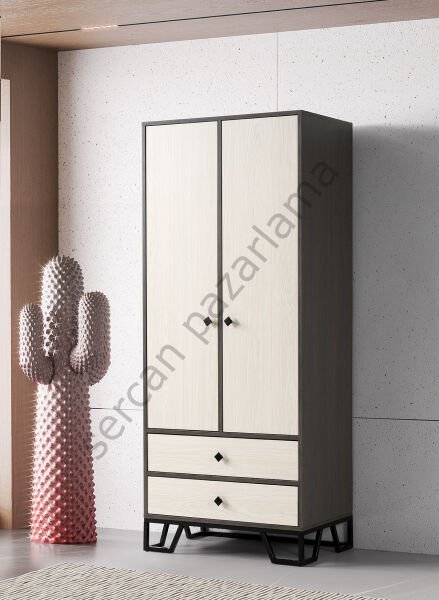 3731 - Luna İki Kapaklı Dolap - Antrasit Meşe/Monet