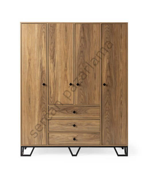 3736 - Luna Dört Kapaklı Dolap - Ceviz