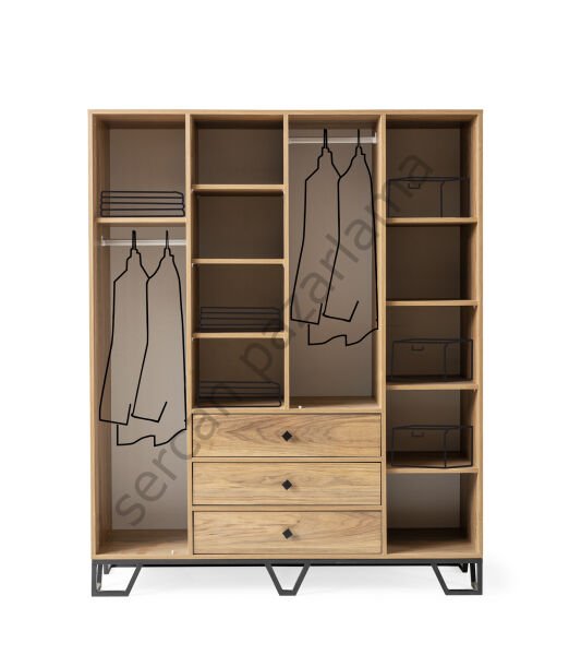 3736 - Luna Dört Kapaklı Dolap - Ceviz