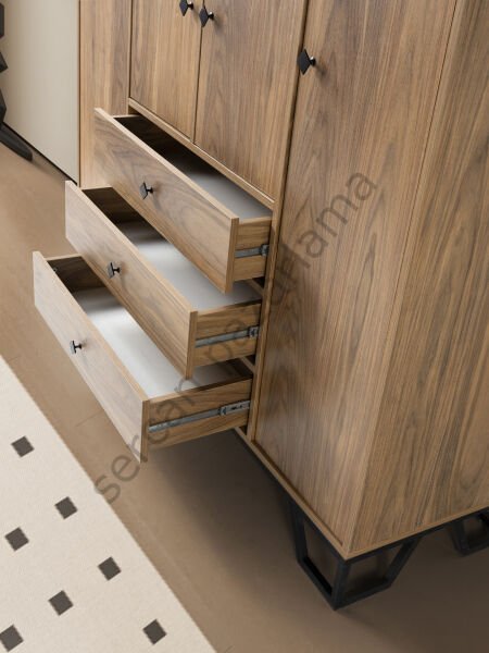 3736 - Luna Dört Kapaklı Dolap - Ceviz