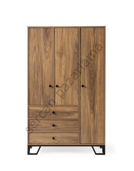 3735 - Luna Üç Kapaklı Dolap - Ceviz