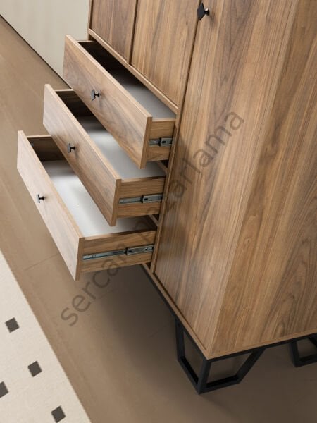 3735 - Luna Üç Kapaklı Dolap - Ceviz