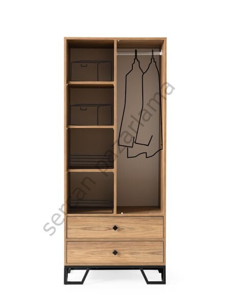 3734 - Luna İki Kapaklı Dolap - Ceviz