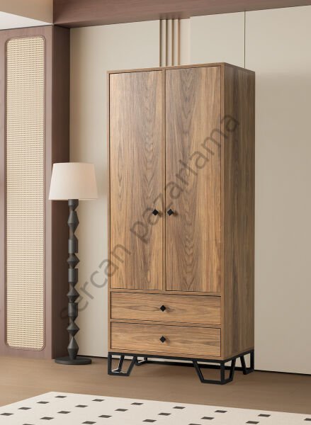 3734 - Luna İki Kapaklı Dolap - Ceviz