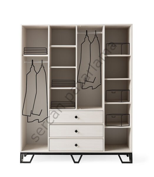 3739 - Luna Dört Kapaklı Dolap - Monet