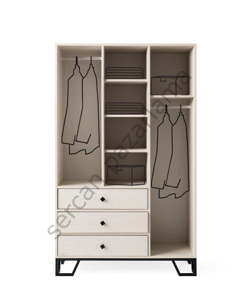 3738 - Luna Üç Kapaklı Dolap - Monet