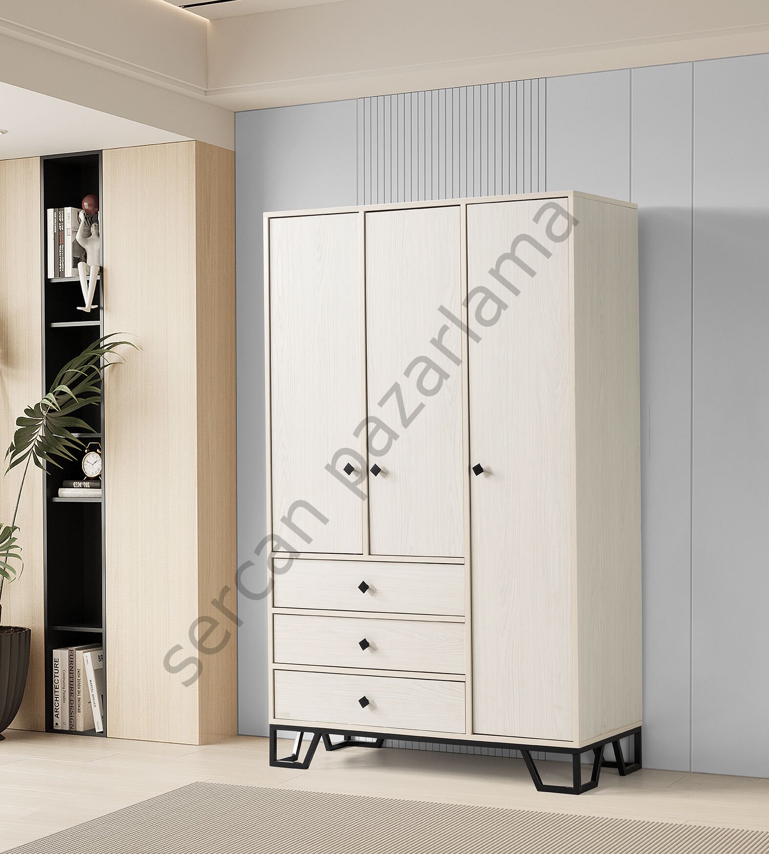 3738 - Luna Üç Kapaklı Dolap - Monet