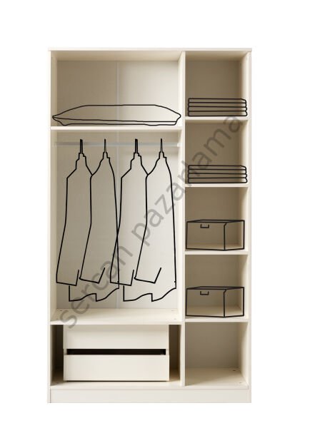 3715 - Vega Üç Kapaklı Dolap - Ekru