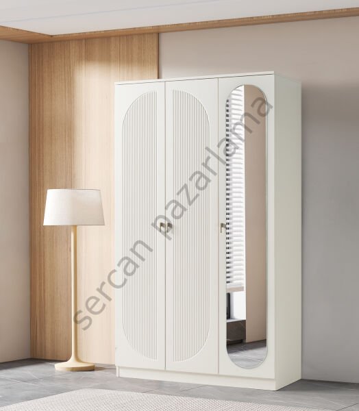 3715 - Vega Üç Kapaklı Dolap - Ekru