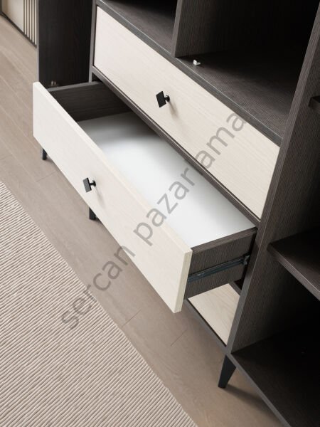 3742 - Mira Dört Kapaklı Dolap - Antrasit Meşe/Monet