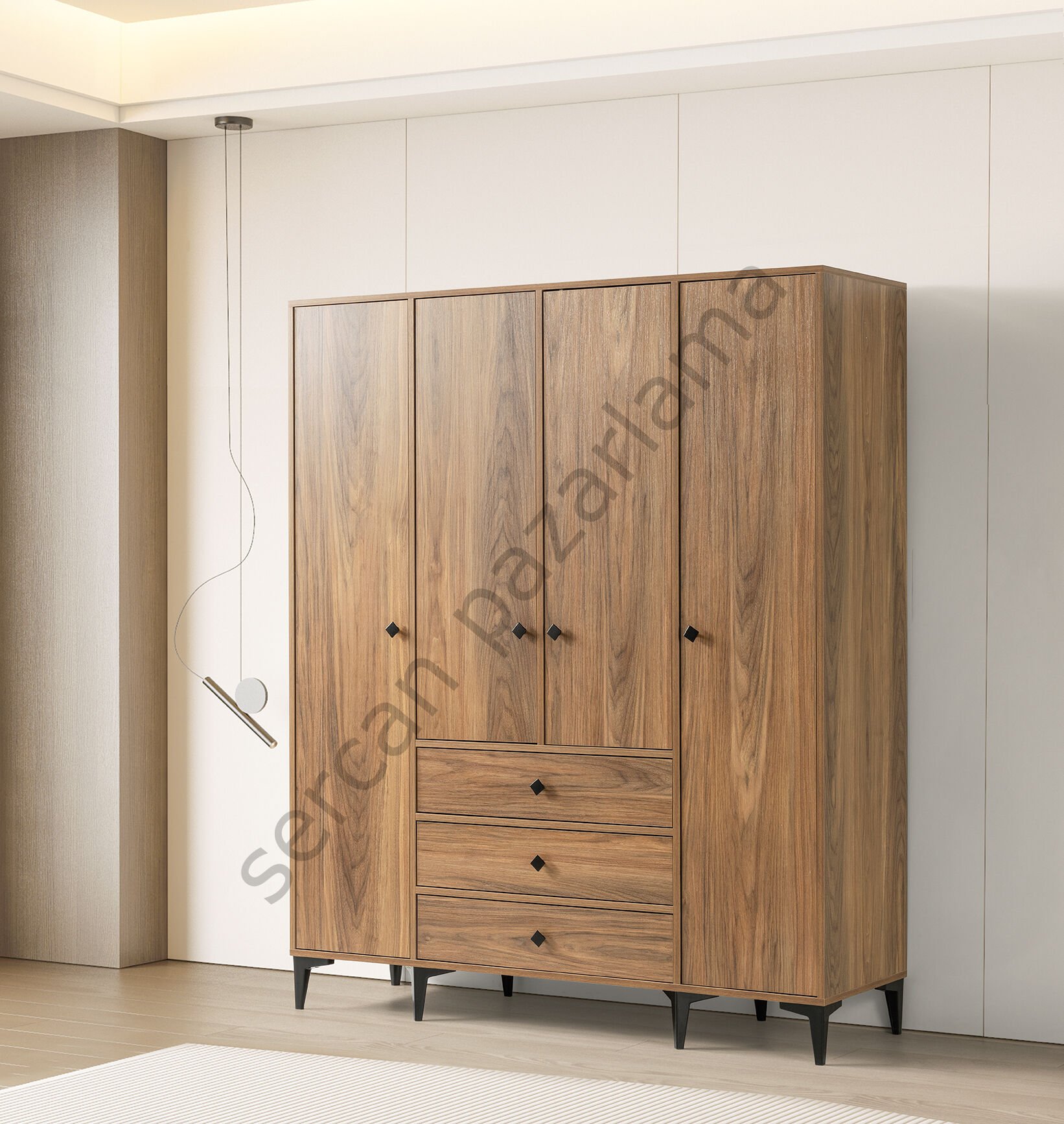 3745 - Mira Dört Kapaklı Dolap - Ceviz