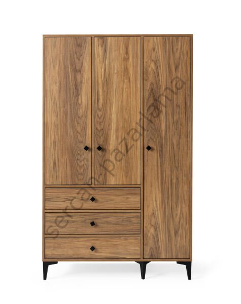 3744 - Mira Üç Kapaklı Dolap - Ceviz