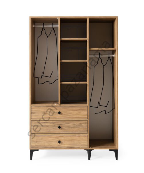 3744 - Mira Üç Kapaklı Dolap - Ceviz