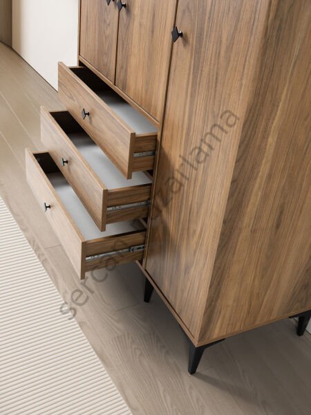 3744 - Mira Üç Kapaklı Dolap - Ceviz