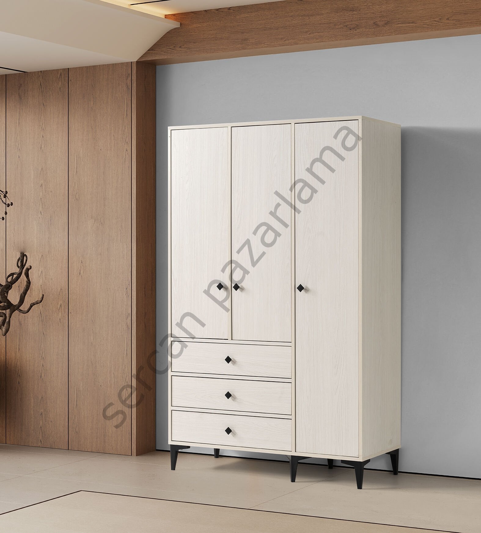 3747 - Mira Üç Kapaklı Dolap - Monet