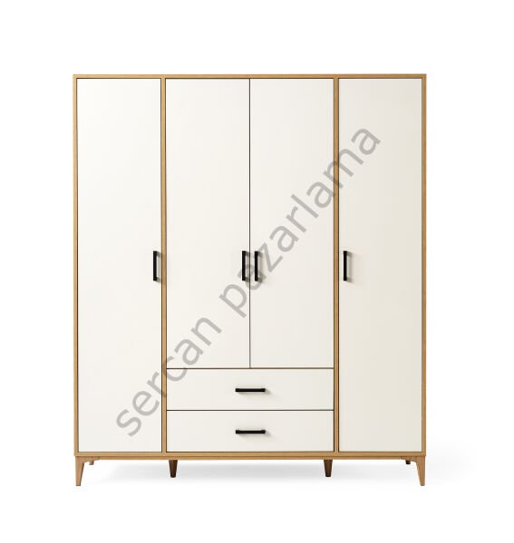 3752 - Nova Dört Kapaklı Dolap - Klimt/Ekru