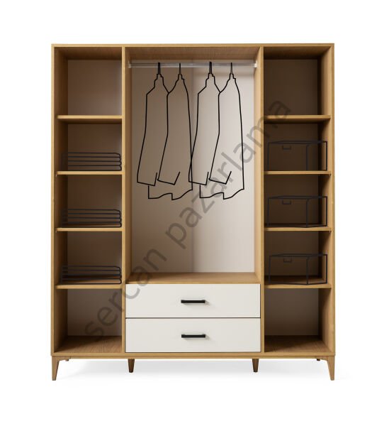 3752 - Nova Dört Kapaklı Dolap - Klimt/Ekru