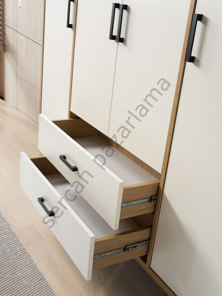 3752 - Nova Dört Kapaklı Dolap - Klimt/Ekru