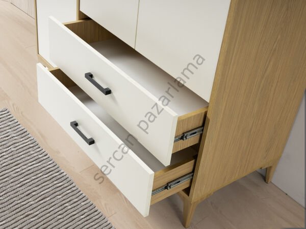 3751 - Nova Üç Kapaklı Dolap - Klimt/Ekru