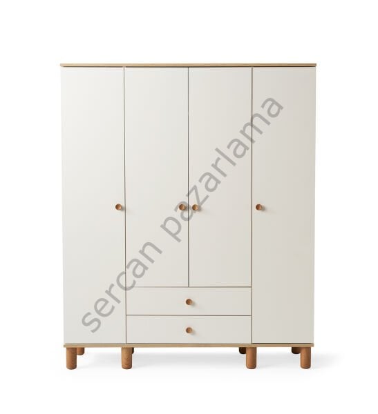 3766 - Duru Dört Kapaklı Dolap - Ekru