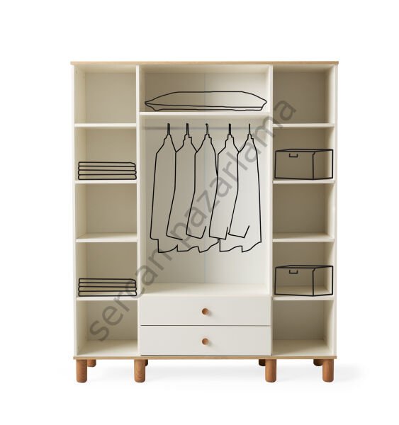 3766 - Duru Dört Kapaklı Dolap - Ekru