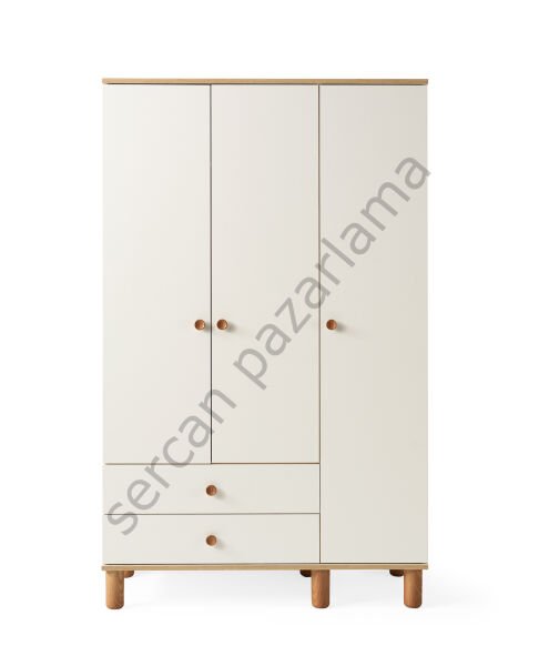 3765 - Duru Üç Kapaklı Dolap - Ekru