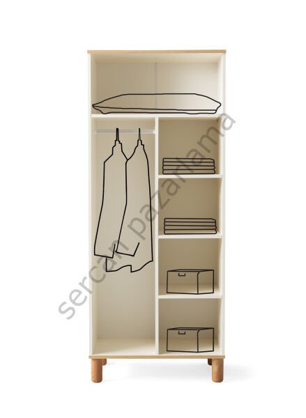 3764 - Duru İki Kapaklı Dolap - Ekru