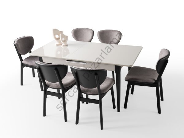 1276-2295 - Paris Masa Sandalye Takımı - Sis Gri/Siyah