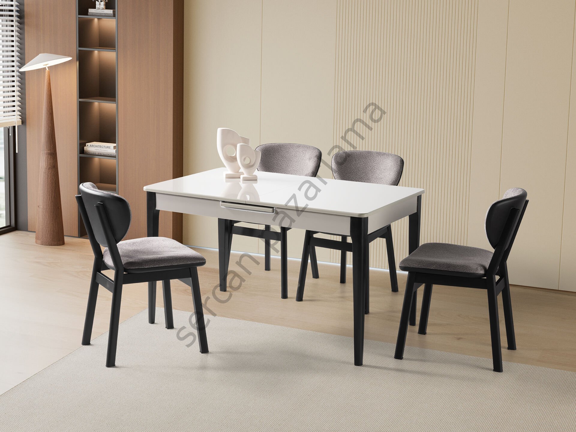 1276-2295 - Paris Masa Sandalye Takımı - Sis Gri/Siyah