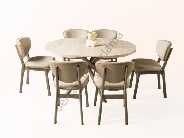 1193-2291 - Ritim Masa Sandalye Takımı - Traverten/Cappucino