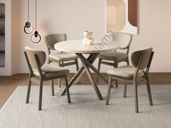 1193-2291 - Ritim Masa Sandalye Takımı - Traverten/Cappucino