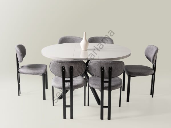 1196-2236 - Ritim Masa Sandalye Takımı - Sis Gri/Siyah