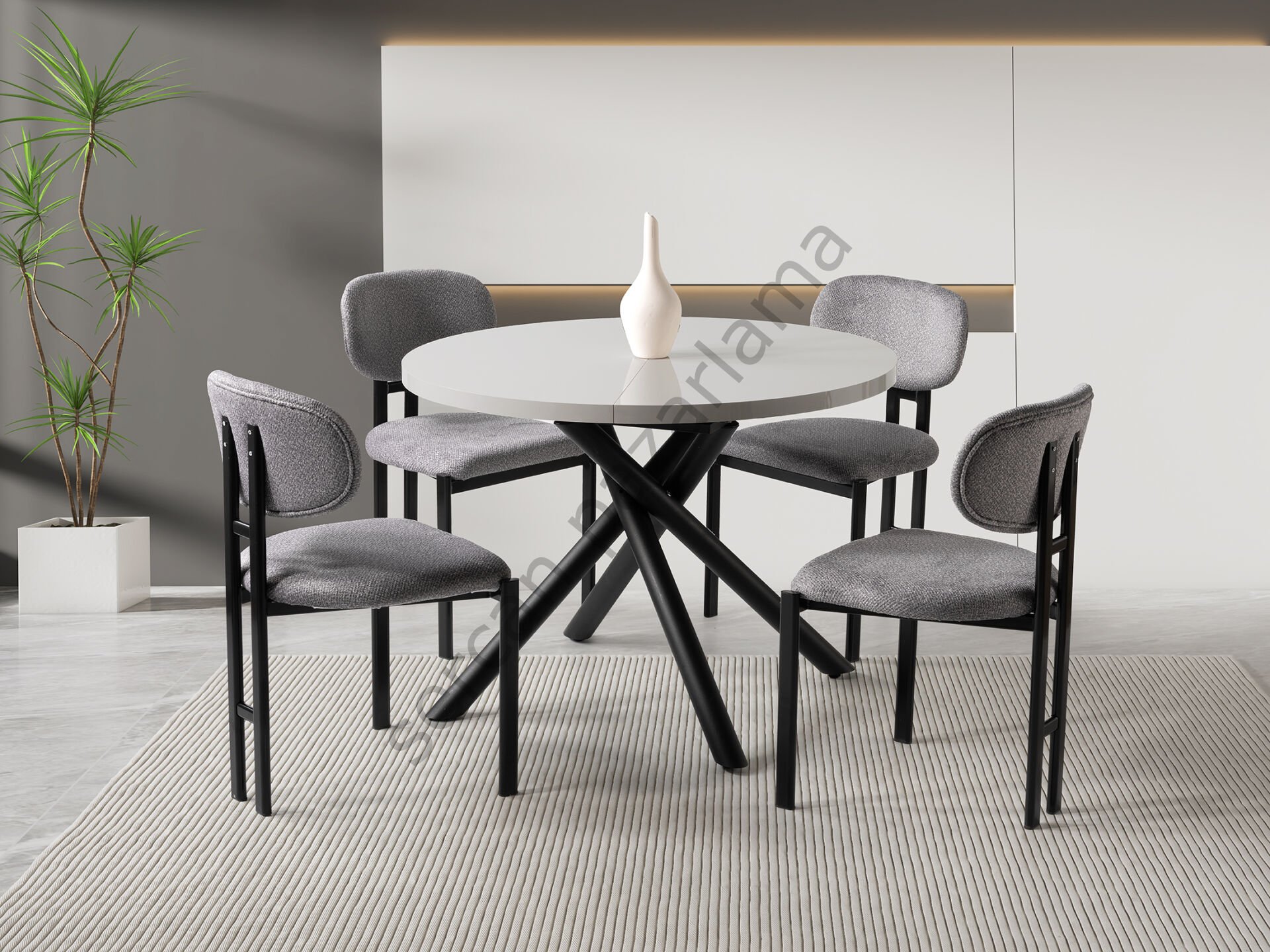 1196-2236 - Ritim Masa Sandalye Takımı - Sis Gri/Siyah