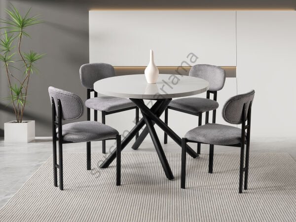 1196-2236 - Ritim Masa Sandalye Takımı - Sis Gri/Siyah