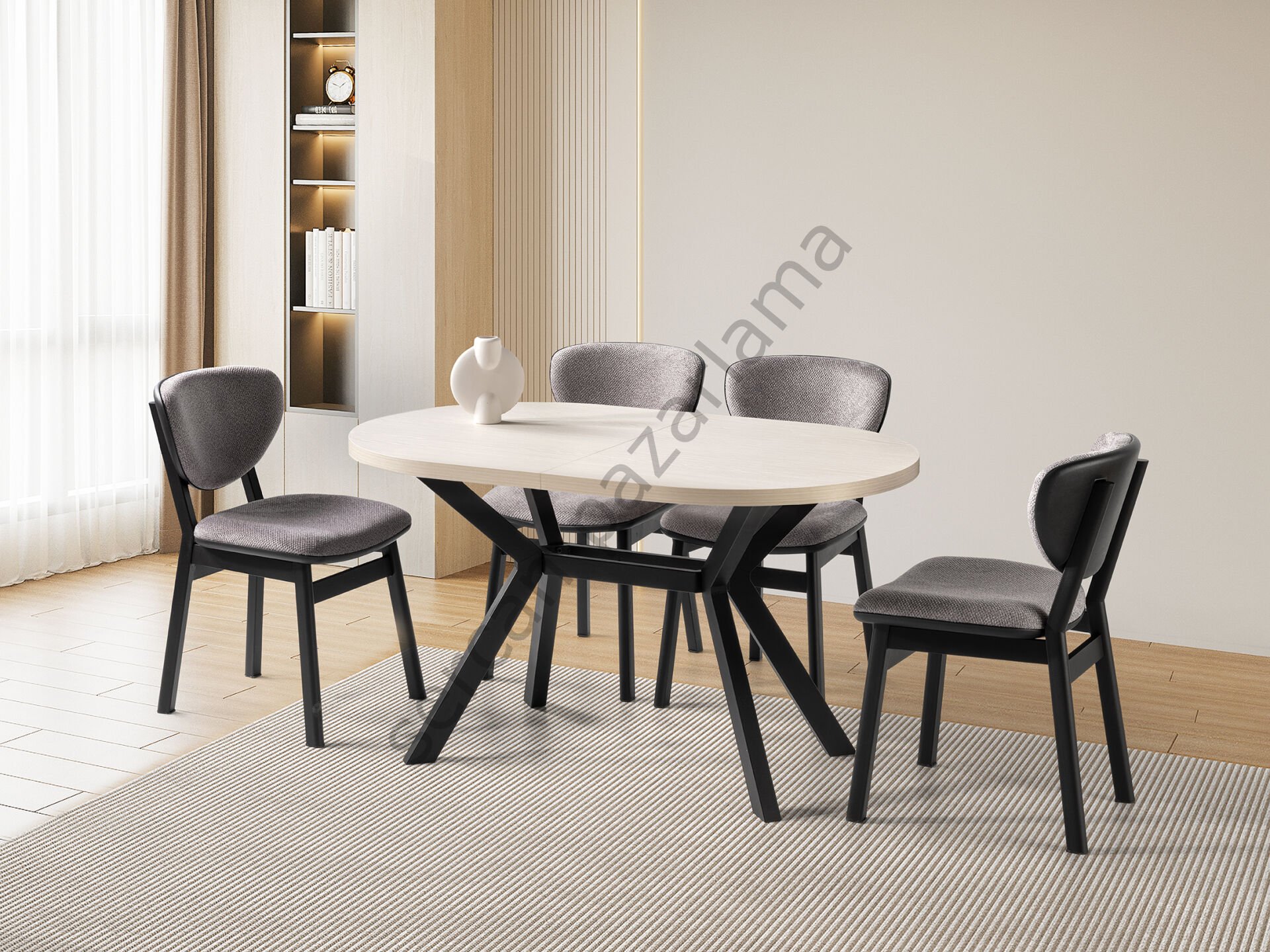 1219-2295 - Haliç Masa Sandalye Takımı - Monet/Siyah