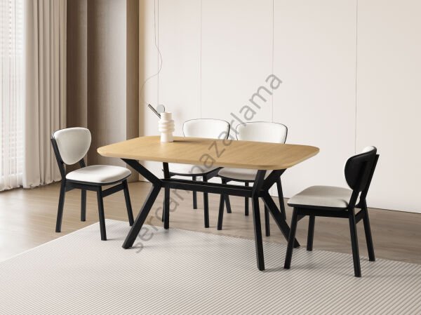 1394-2293 - Prizma Masa Sandalye Takımı - Klimt/Siyah