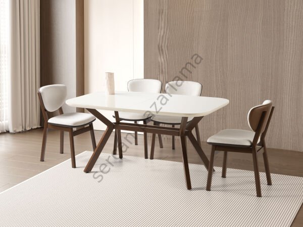 1397-2292 - Prizma Masa Sandalye Takımı - Ekru/Kahve