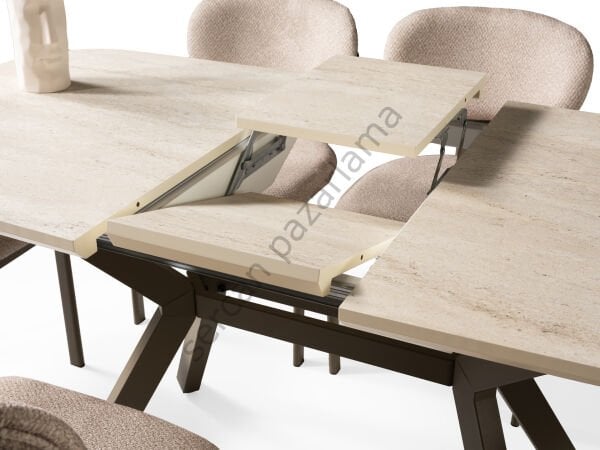 1472-2238 - Roma Masa Sandalye Takımı - Traverten/Cappucino