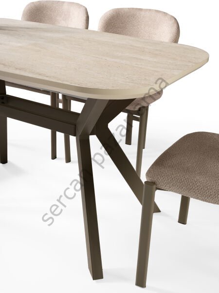 1472-2238 - Roma Masa Sandalye Takımı - Traverten/Cappucino