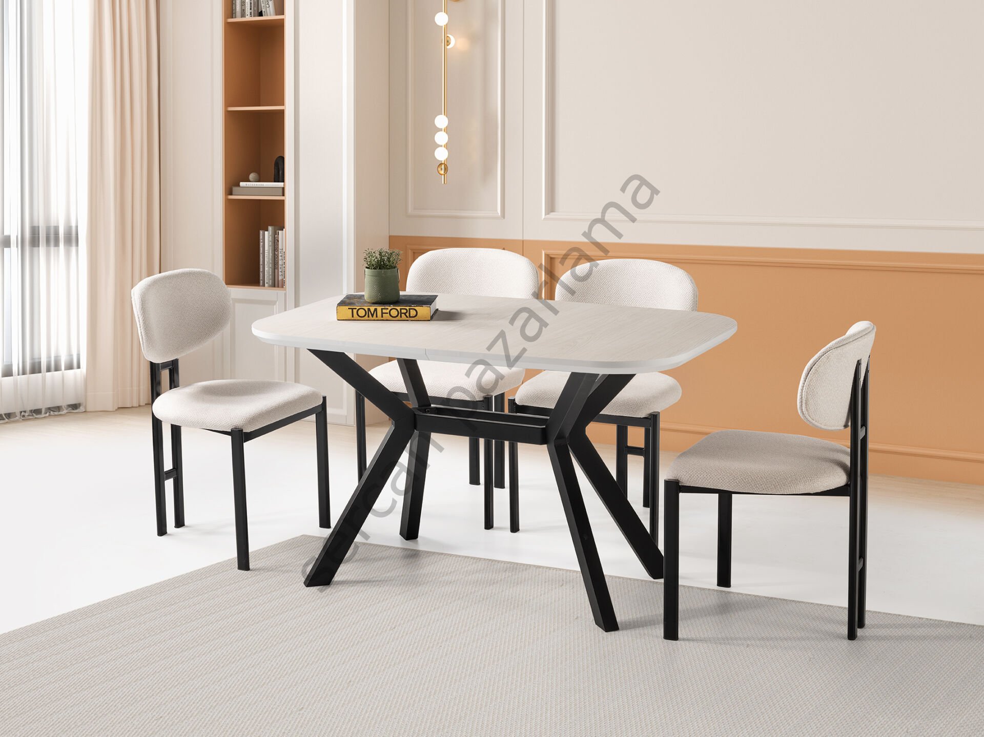 1477-2235 - Roma Masa Sandalye Takımı - Monet/Siyah