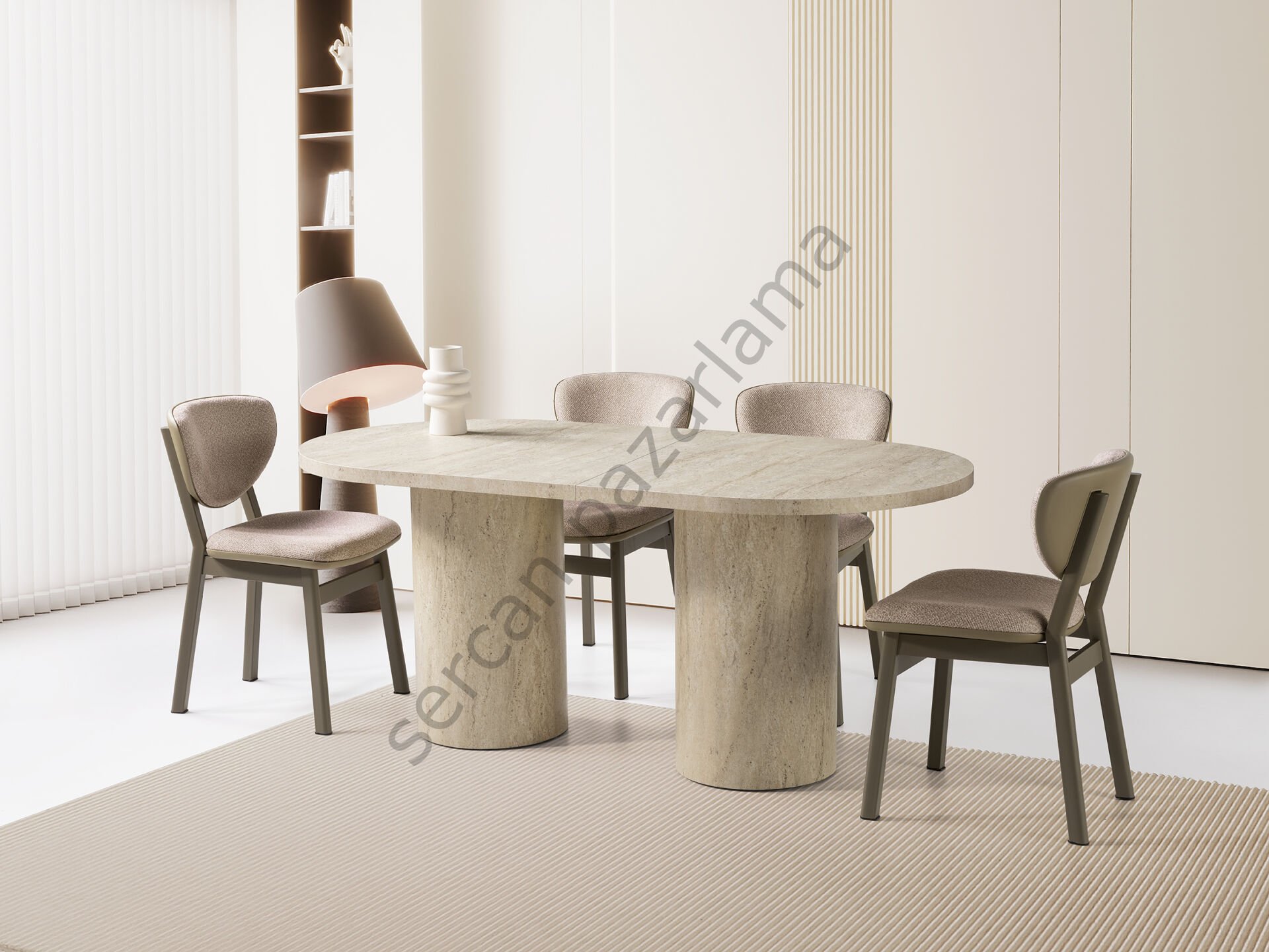 1435-2291 - Vega Masa Sandalye Takımı - Traverten