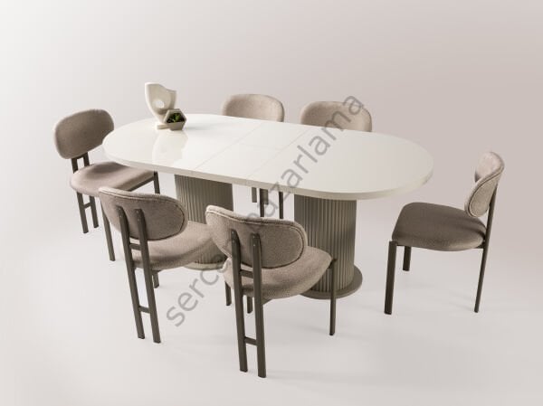 1436-2238 - Lilyum Masa Sandalye Takımı - Ekru/Cappucino