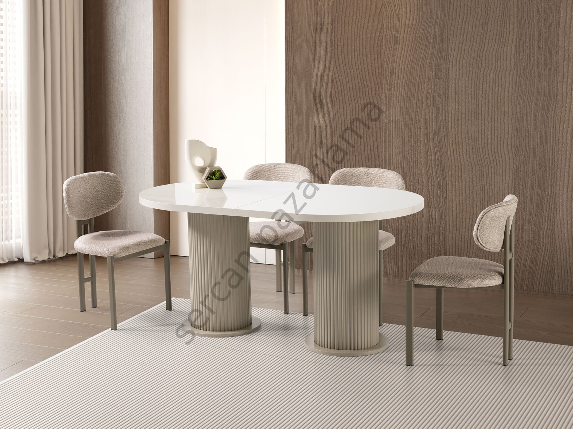 1436-2238 - Lilyum Masa Sandalye Takımı - Ekru/Cappucino